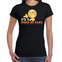Bellatio Funny emoticon t-shirt Its a piece of cake Zwart