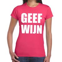 Bellatio Geef Wijn tekst t-shirt Roze