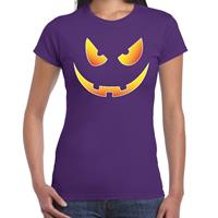 Bellatio Halloween - Halloween Scary face verkleed t-shirt Paars