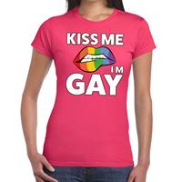 Bellatio Kiss me I am gay t-shirt Roze