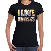 Bellatio I love horses / paarden t-shirt Zwart