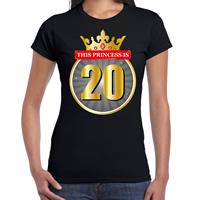 Bellatio This Princess is 20 verjaardag t-shirt - Zwart