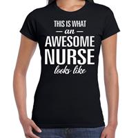 Bellatio Awesome nurse - geweldige verpleegster / zuster cadeau t-shirt Zwart