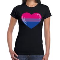 Bellatio Gay pride biseksueel hart t-shirt Zwart