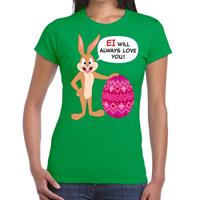 Bellatio Groen Paas t-shirt Ei will always love you - Pasen shirt voor dames - Pasen kleding