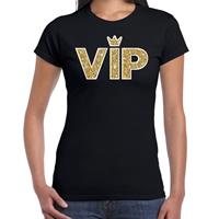 Bellatio VIP goud glitter and glamour tekst t-shirt Zwart