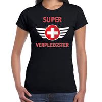Bellatio Super verpleegster met medisch kruis cadeau t-shirt Zwart