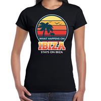 Bellatio Ibiza zomer t-shirt / shirt What happens in Ibiza stays in Ibiza voor dames - Zwart