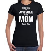 Bellatio Awesome new mom - t-shirt Zwart