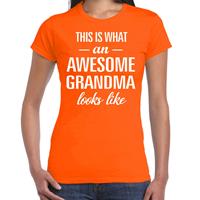 Bellatio Awesome grandma - geweldige oma cadeau t-shirt Oranje