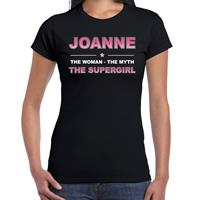 Bellatio Naam cadeau Joanne - The woman, The myth the supergirl t-shirt Zwart