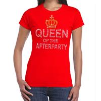 Toppers Official Merchandise Rood Queen of the afterparty glitter steentjes t-shirt dames - Officiele Toppers in concert merchandise