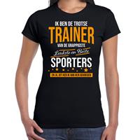 Bellatio Trotse trainer van sporters cadeau t-shirt Zwart