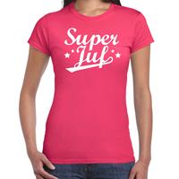 Bellatio Super juf cadeau t-shirt Roze