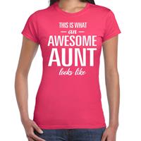 Bellatio Awesome aunt - geweldige tante cadeau t-shirt Roze