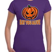 Bellatio Halloween - Halloween Eat you alive verkleed t-shirt Paars