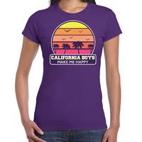 Bellatio California boys zomer t-shirt / shirt California boys make me happy voor dames - Paars