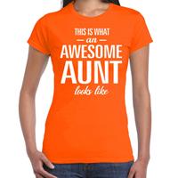 Bellatio Awesome aunt - geweldige tante cadeau t-shirt Oranje