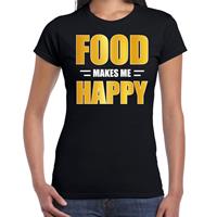 Bellatio Food makes me happy / Eten maakt me gelukkig t-shirt Zwart
