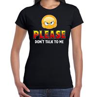 Bellatio Funny emoticon t-shirt Please dont talk to me Zwart