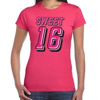 Bellatio Sweet 16 cadeau t-shirt voor dames - Roze