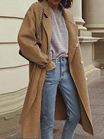 BERRYLOOK Solid Color Woolen Double-breasted Coat