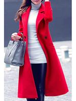 BERRYLOOK Lapel Plain Pocket Longline Woolen Coat
