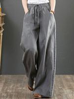 BERRYLOOK Literary Cotton And Linen Loose Wide-Leg Pants