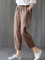 BERRYLOOK Womens Plus Size Cotton Linen Elastic Pants