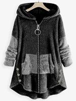 BERRYLOOK Contrasting Hooded Zipper Warm Coat