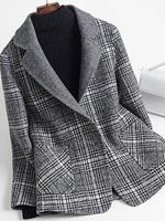 BERRYLOOK Casual Plaid Woolen Coat