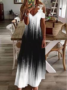 BERRYLOOK V-neck Printed Casual Short-sleeved Maxi Dress
