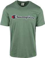 Champion T-Shirt Script Logo GrÃ¼n - GrÃ¶ÃŸe L