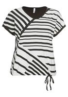 Sheego T-Shirt mit Streifenprint vorn und Tunnelzug