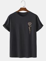 ChArmkpR Mens Rose Print Crew Neck Casual Short Sleeve T-Shirts