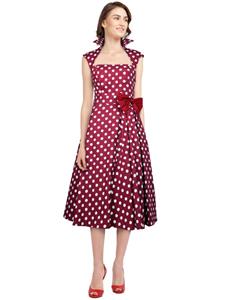 Rockabilly Clothing Polka-Dot Belted Red