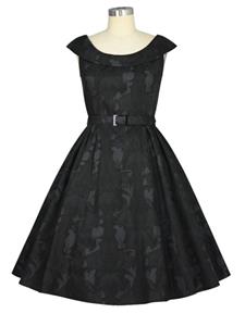 Rockabilly Clothing Schwarzes Retro Kleid mit groÃŸem Kragen