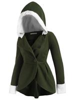 Rosegal Hooded Fluffy Panel Wool Blend Plus Size Coat