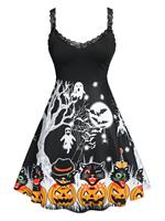 Rosegal Plus Size Halloween Printed Fit and Flare Dress