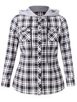 Rosegal Plus Size Plaid Hooded Shirt with Pockets