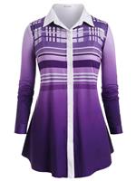 Rosegal Plus Size Plaid Ombre Roll Tab Sleeve Tunic Shirt