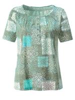 Your Look... for less! Dames Shirt met ronde hals turquoise geprint Größe