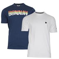 Donnay Donnay Heren - 2-Pack - T-shirt Daks + Vince - Navy & Wit