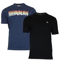 Donnay Donnay Heren - 2-Pack - T-shirt Daks + Vince - Navy & Zwart