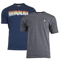 Donnay Donnay Heren - 2-Pack - T-shirt Daks + Vince - Navy & Donkergrijs