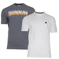 Donnay Donnay Heren - 2-Pack - T-Shirt Daks + Vince - Donkergrijs & Wit