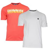 Donnay Donnay Heren - 2-Pack - T-Shirt Daks + Vince - Perzik Oranje & Wit