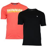 Donnay Donnay Heren - 2-Pack - T-Shirt Daks + Vince - Perzik Oranje & Zwart