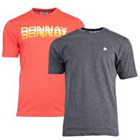 Donnay Donnay Heren - 2-Pack - T-Shirt Daks + Vince - Perzik Oranje & Donkergrijs