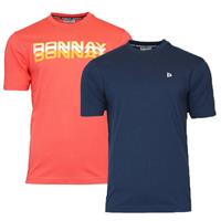 Donnay Donnay Heren - 2-Pack - T-Shirt Daks + Vince - Perzik Oranje & Navy